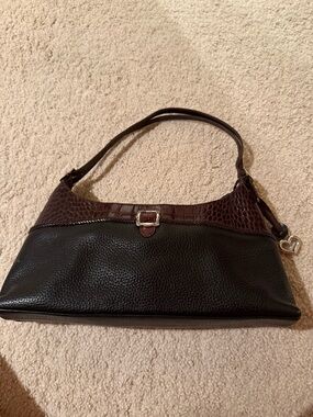 Brighton Dark Brown & Black Shoulder Bag with Heart Charm
